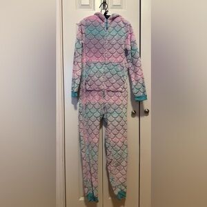 Cat & Jack Girls XL 14-16 Mermaid Onesie Pajamas Plush, Hooded, Footless